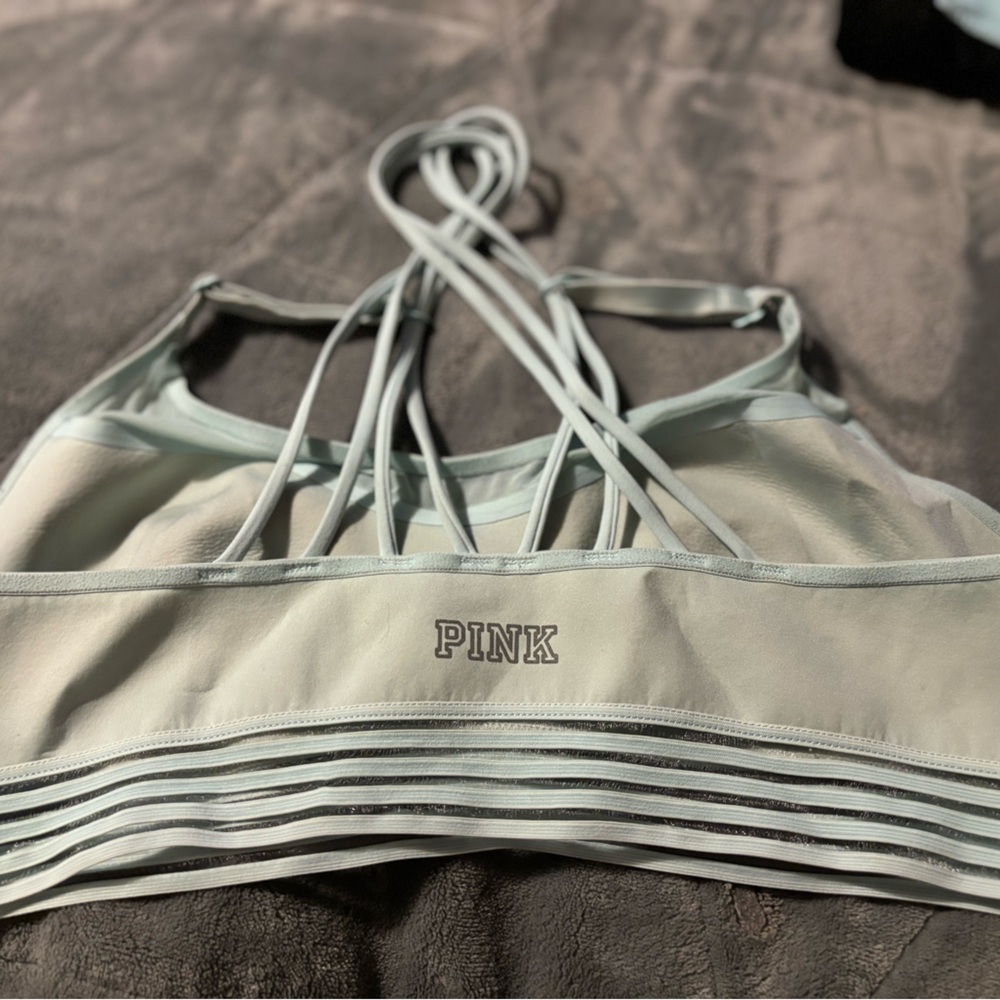Pink bra light blue